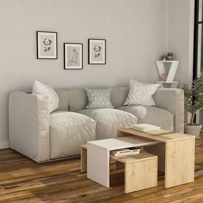 Mourah Kanta Coffee Table - Oak/White/Oak - 2 Years Warranty