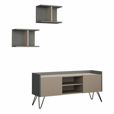 Mourah Klappe Tv Unit Up To 50 Inches With Storage - Light Mocha/Anthracite - 2 Years Warranty