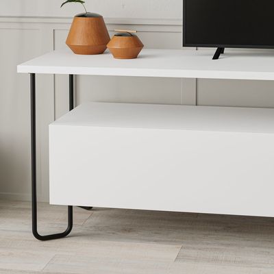 Mourah Cornea Tv Stand Up To 60 Inches With Storage - White - 2 Years Warranty