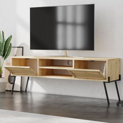 Naive TV Stand Up To 55 Inches With Storage - Oak - 2 Years Warranty