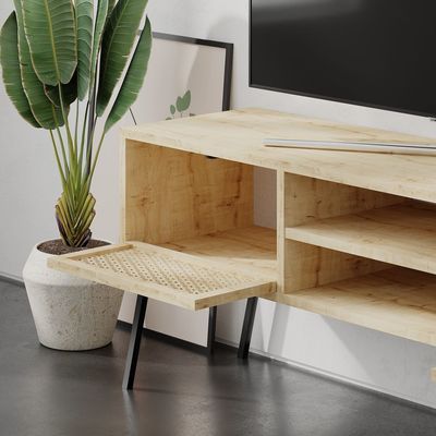 Mourah Naive Tv Stand Up To 55 Inches With Storage - Oak - 2 Years Warranty