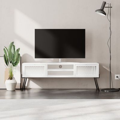 Mourah Naive Tv Stand Up To 55 Inches With Storage - White - 2 Years Warranty