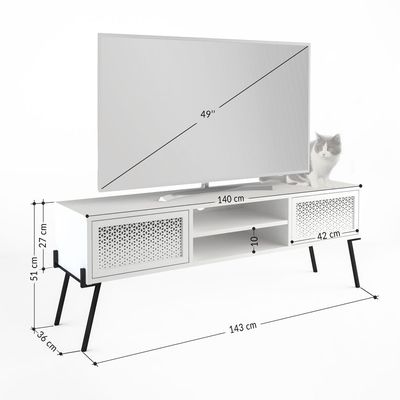 Mourah Naive Tv Stand Up To 55 Inches With Storage - White - 2 Years Warranty