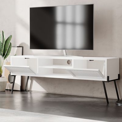 Mourah Naive Tv Stand Up To 55 Inches With Storage - White - 2 Years Warranty