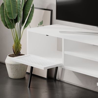 Mourah Naive Tv Stand Up To 55 Inches With Storage - White - 2 Years Warranty