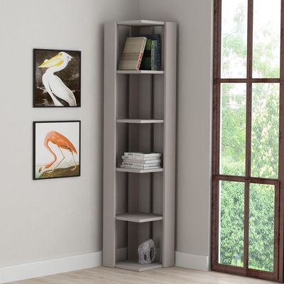 Mourah Nati Corner Bookcase - Light Mocha - 2 Years Warranty