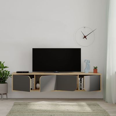 Mourah Spark Tv Stand Up To 70 Inches With Storage - Oak/Anthracite - 2 Years Warranty