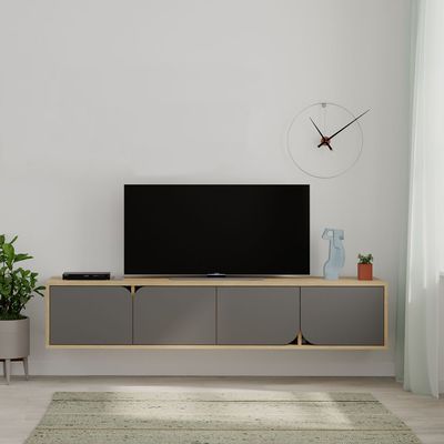 Mourah Spark Tv Stand Up To 70 Inches With Storage - Oak/Anthracite - 2 Years Warranty