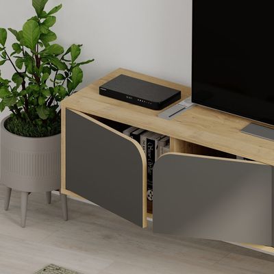 Mourah Spark Tv Stand Up To 70 Inches With Storage - Oak/Anthracite - 2 Years Warranty