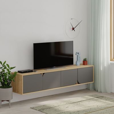 Mourah Spark Tv Stand Up To 70 Inches With Storage - Oak/Anthracite - 2 Years Warranty