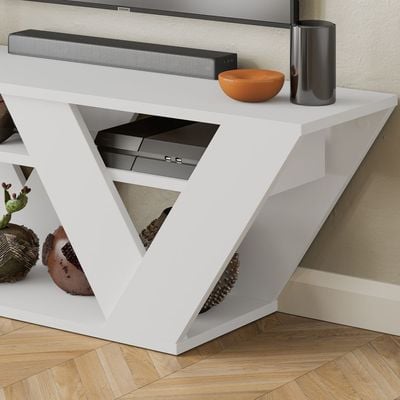 Mourah Pipralla Tv Stand Up To 43 Inches With Storage - White - 2 Years Warranty