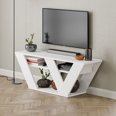 Mourah Pipralla Tv Stand Up To 43 Inches With Storage - White - 2 Years Warranty