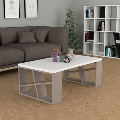 Mourah Honey Coffee Table - White/Light Mocha - 2 Years Warranty