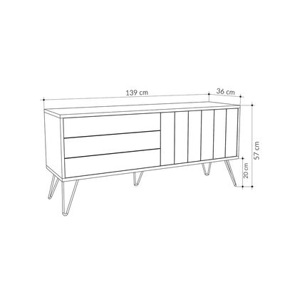 Mourah Picadilly Tv Stand Up To 55 Inches With Storage - Oak/White - 2 Years Warranty