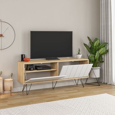 Picadilly TV Stand Up To 55 Inches With Storage - Oak/White - 2 Years Warranty