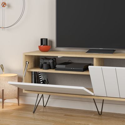 Picadilly TV Stand Up To 55 Inches With Storage - Oak/White - 2 Years Warranty