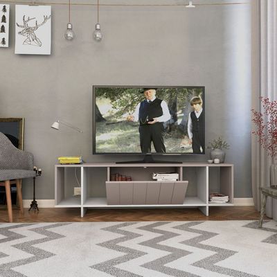 Mourah Zitano Tv Stand Up To 65 Inches With Storage - Light Mocha/White - 2 Years Warranty