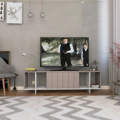 Mourah Zitano Tv Stand Up To 65 Inches With Storage - Light Mocha/White - 2 Years Warranty