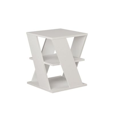 Mourah Cyclo End Table - White  - 2 Years Warranty