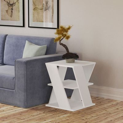 Mourah Cyclo End Table - White  - 2 Years Warranty