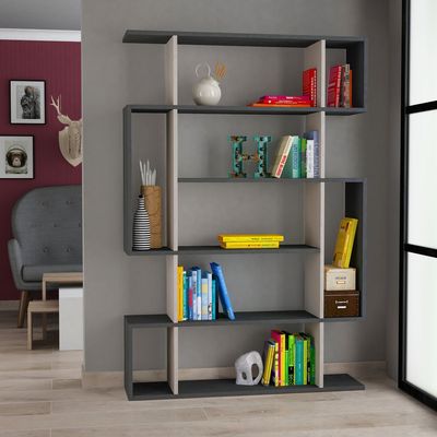 Mourah Mito Bookcase - Anthracite/Light Mocha - 2 Years Warranty