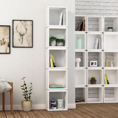 Mourah Multi Corner Bookcase - White - 2 Years Warranty