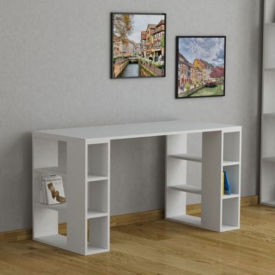 Mourah Colmar Working Table With Storage - White - 2 Years Warranty