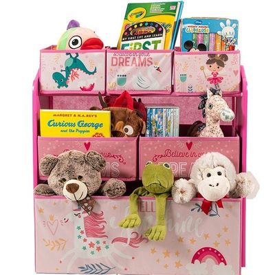 Unicorn Design Toy Organizer With Storage Bin Pink Width 63cm X Depth 30cm X Height 60cmcentimeter