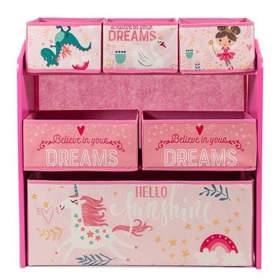 Unicorn Design Toy Organizer With Storage Bin Pink Width 63cm X Depth 30cm X Height 60cmcentimeter