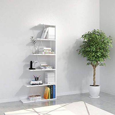 Home Canvas Tars Mini Bookcase White Chrome 65x146x22cm