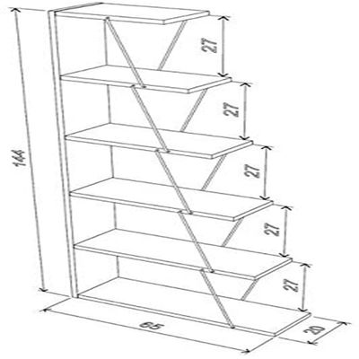 Tars Mini Bookcase White Chrome 65x146x22cm