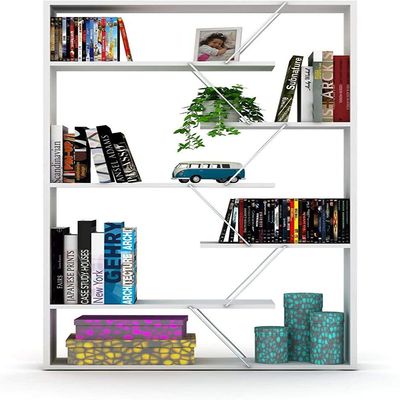 Home Canvas Tars Bookcase White Chrome 84 x 157 x 24centimeter