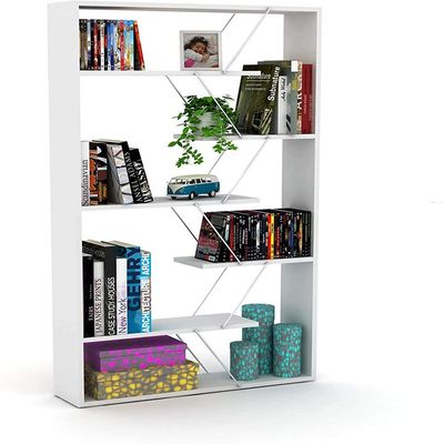 Home Canvas Tars Bookcase White Chrome 84 x 157 x 24centimeter