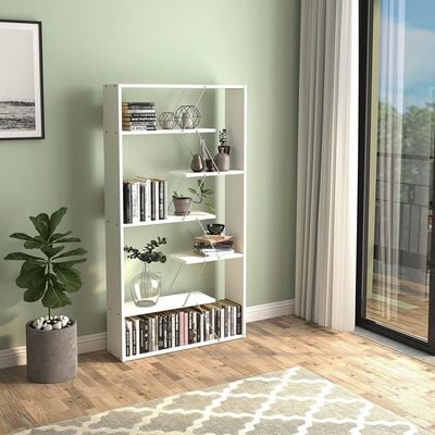 Home Canvas Tars Bookcase White Chrome 84 x 157 x 24centimeter