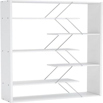 Home Canvas Tars Bookcase White Chrome 84 x 157 x 24centimeter