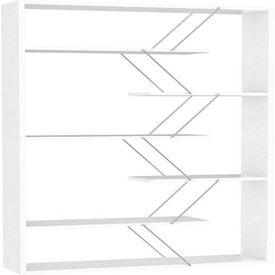 Home Canvas Tars Bookcase White Chrome 84 x 157 x 24centimeter