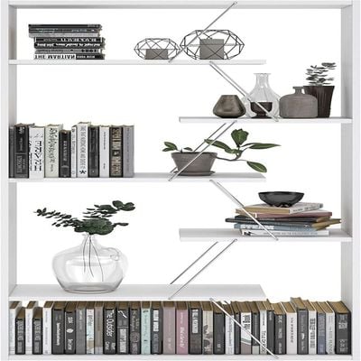 Home Canvas Tars Bookcase White Chrome 84 x 157 x 24centimeter