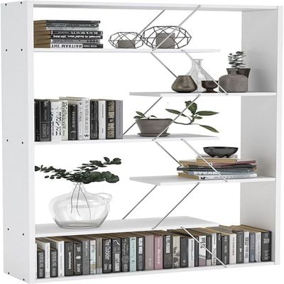 Home Canvas Tars Bookcase White Chrome 84 x 157 x 24centimeter