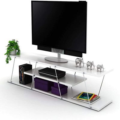 Home Canvas Tars Modern TV Stand White Chrome 34x169x140cm