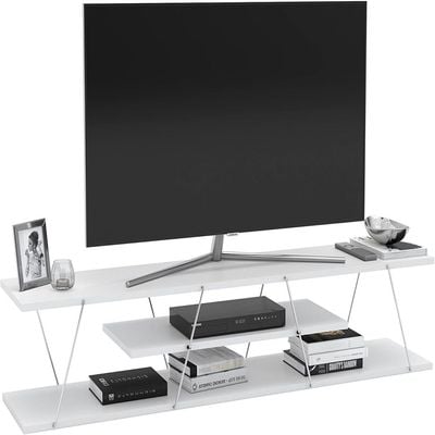 Home Canvas Tars Modern TV Stand White Chrome 34x169x140cm