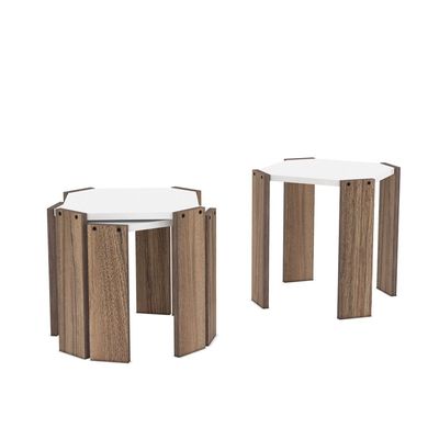 Home Canvas Set Of 3 Hansel Nested Coffee Table Walnut White