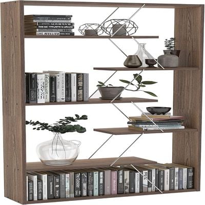 Home Canvas Tars Bookcase Walnut Chrome