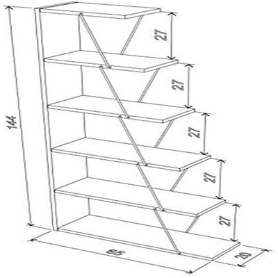 Home Canvas Tars Mini Bookcase Walnut Chrome 65x146x22cm