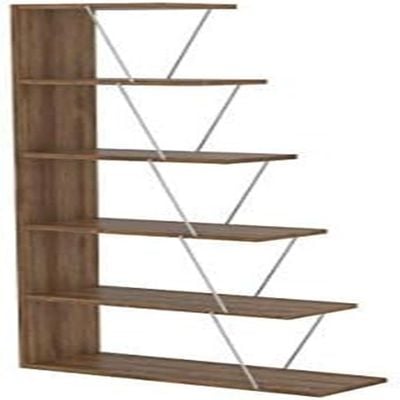 Home Canvas Tars Mini Bookcase Walnut Chrome 65x146x22cm