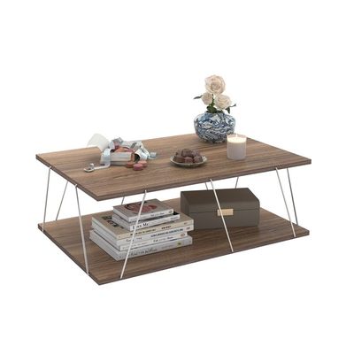 Tars Modern Coffee Table for Living Room Walnut Chrome