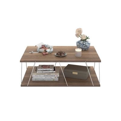 Tars Modern Coffee Table for Living Room Walnut Chrome