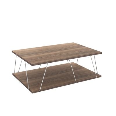 Tars Modern Coffee Table for Living Room Walnut Chrome