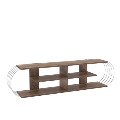 Home Canvas Case TV Unit Walnut Chrome