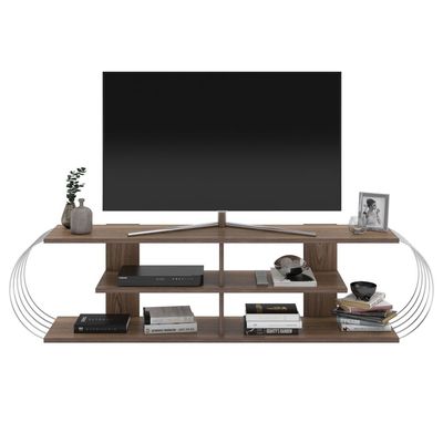 Home Canvas Case TV Unit Walnut Chrome