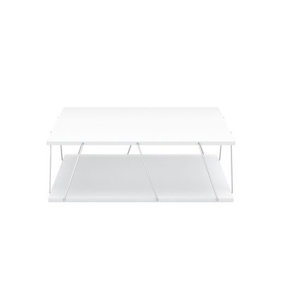 Home Canvas Tars Modern Coffee Table for Living Room White Chrome